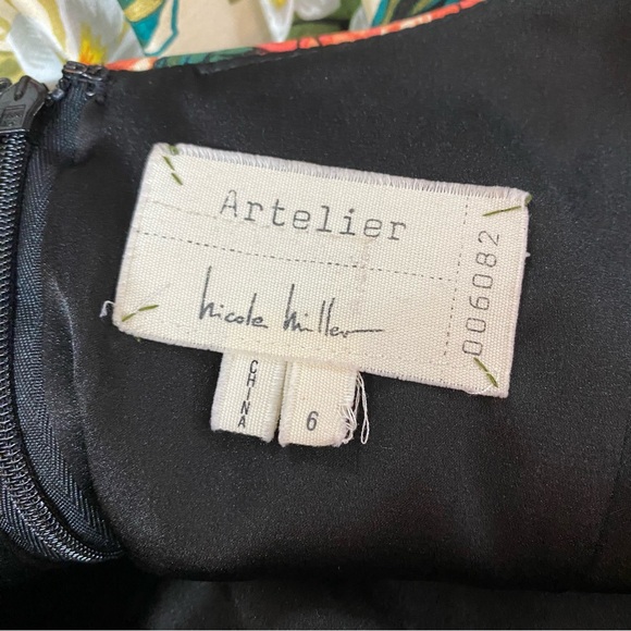 NICOLE MILLER Artelier Tropical Floral Silk Dress Spaghetti Straps Sz 6 - Picture 6 of 7